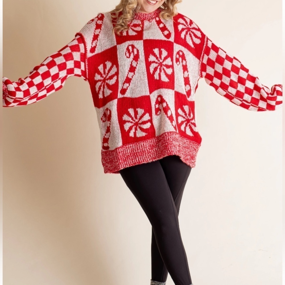 CHRISTMAS CHECEKRED SWEATER - Picture 1 of 5